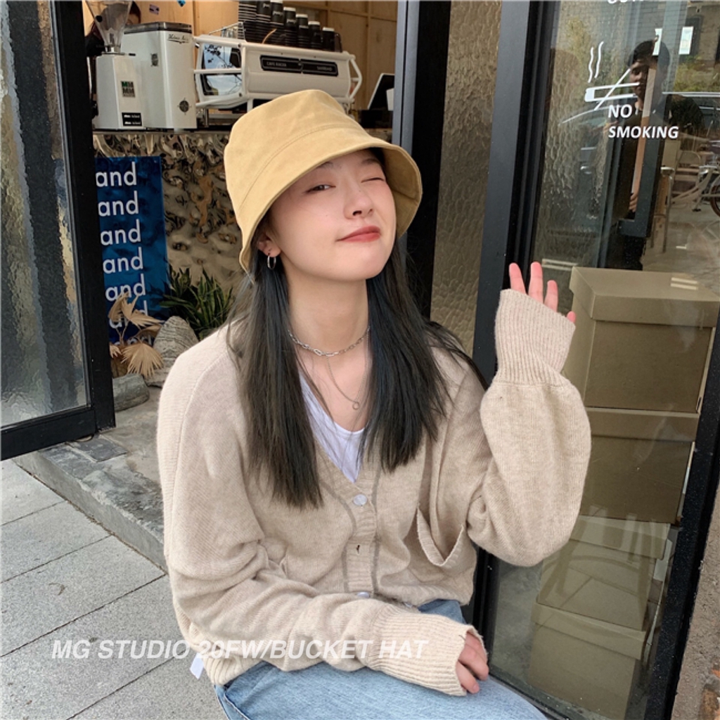 Nón Bucket Màu Sắc Đơn Giản Phong Cách Retro Nhật Bản