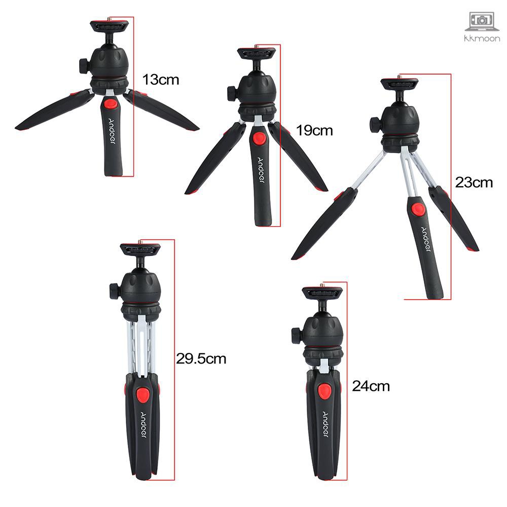 Giá đỡ điện thoại/camera 3 chân mini Andoer có đầu bi tháo được kèm ốc vít 1/4"