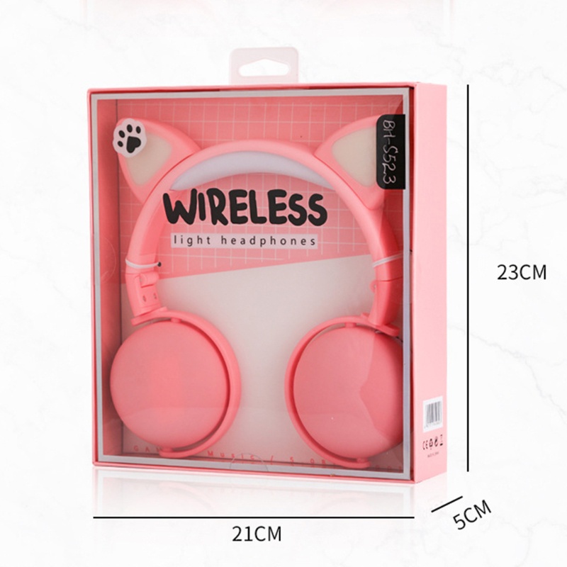 Tai Nghe Bluetooth Không Dây zzz Có Đèn LED Hình Tai Mèo Dễ Thương Cho Bé Gái