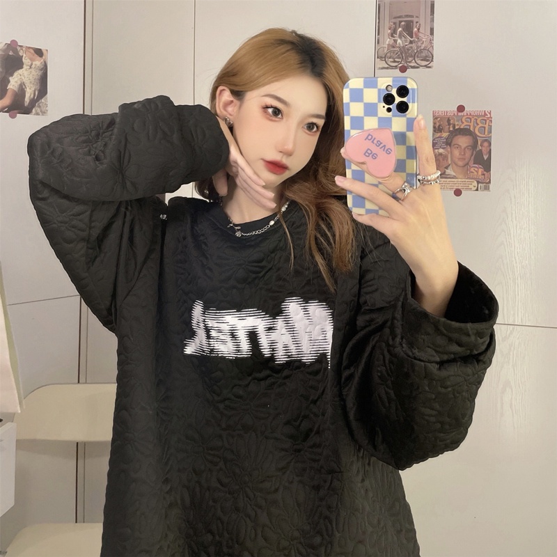 SUXI Áo sweater dáng rộng phong cách mùa thu thanh lịch dành cho nữ