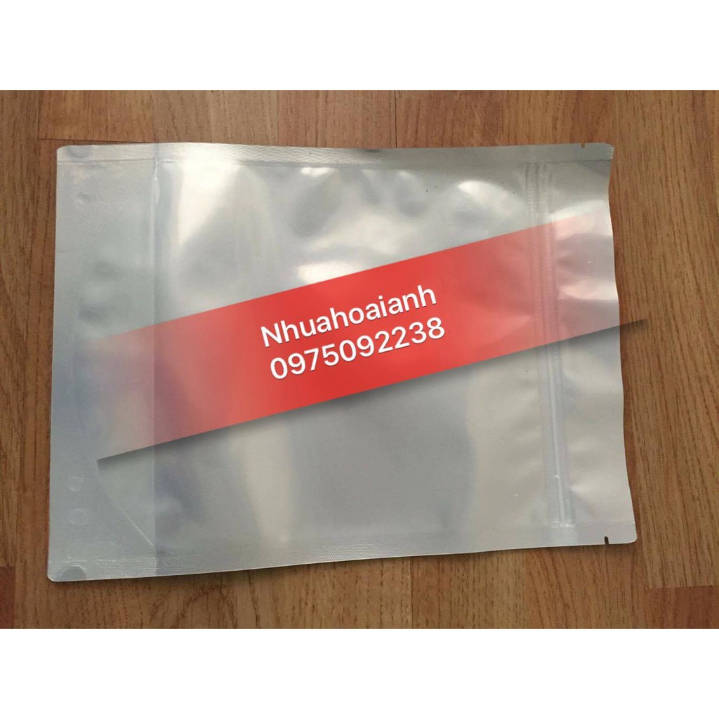 1kg túi zipper đáy đứng 1 mặt bạc, 1 mặt trong size 100gr