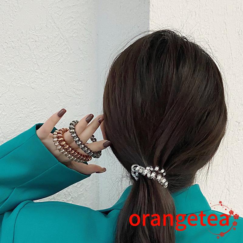 Dây buộc tóc lò xo màu kim loại co giãn cho nữ