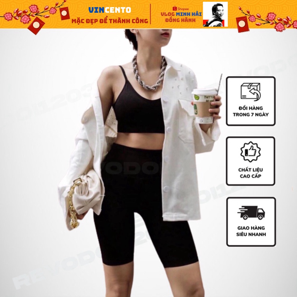 Quần Legging Đùi Cuộn Tím Cạp Cao Nâng Mông Trẻ Trung