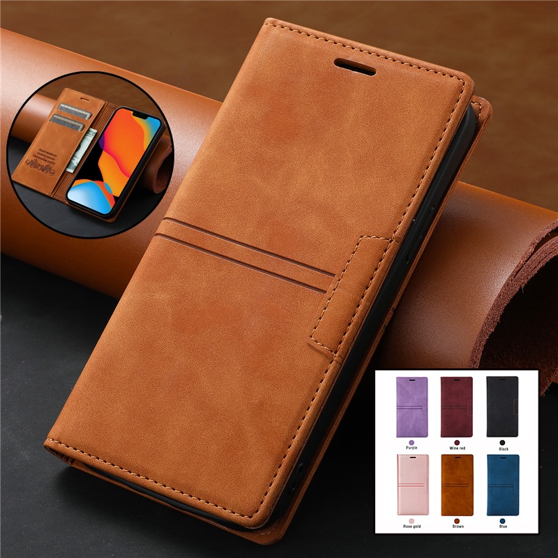 Samsung Phone Case Note 20 Ultra Note 10 Plus Lite A81 Note 8 9 Skin Feel Flip Magnetic Leather Case