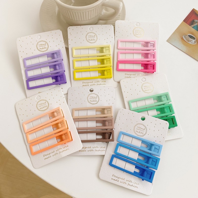 Set kẹp tóc mái bên màu sắc kẹo ngọt phong cách Hàn Quốc đơn giản đáng yêu dễ phối đồ dành cho nữ F893