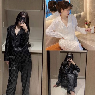 Bộ pijama chất lụa gấm tay dài - quần dài