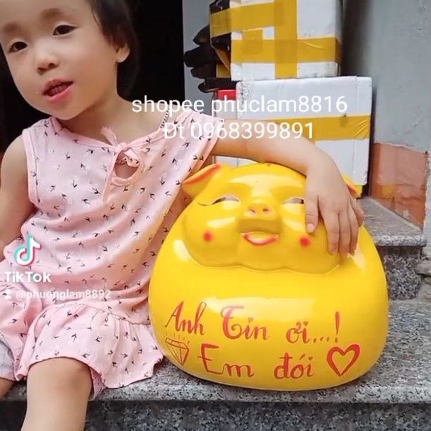 Lợn đất bụng phệ Siêu to lợn đất tiết kiệm Free viết chữ theo yêu cầu