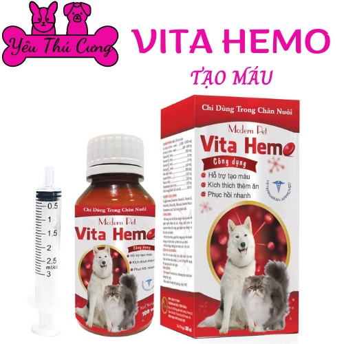 VITA HEMO 100ml - Bổ Máu , Tăng Thèm Ăn Cho Chó Mèo-YÊU THÚ CƯNG