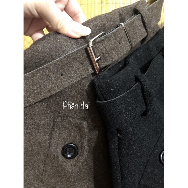 Chân váy dạ dáng dài khuy trước kèm đai, Chân váy dáng dài cạp cao hàng Quảng Châu CV1834 | BigBuy360 - bigbuy360.vn