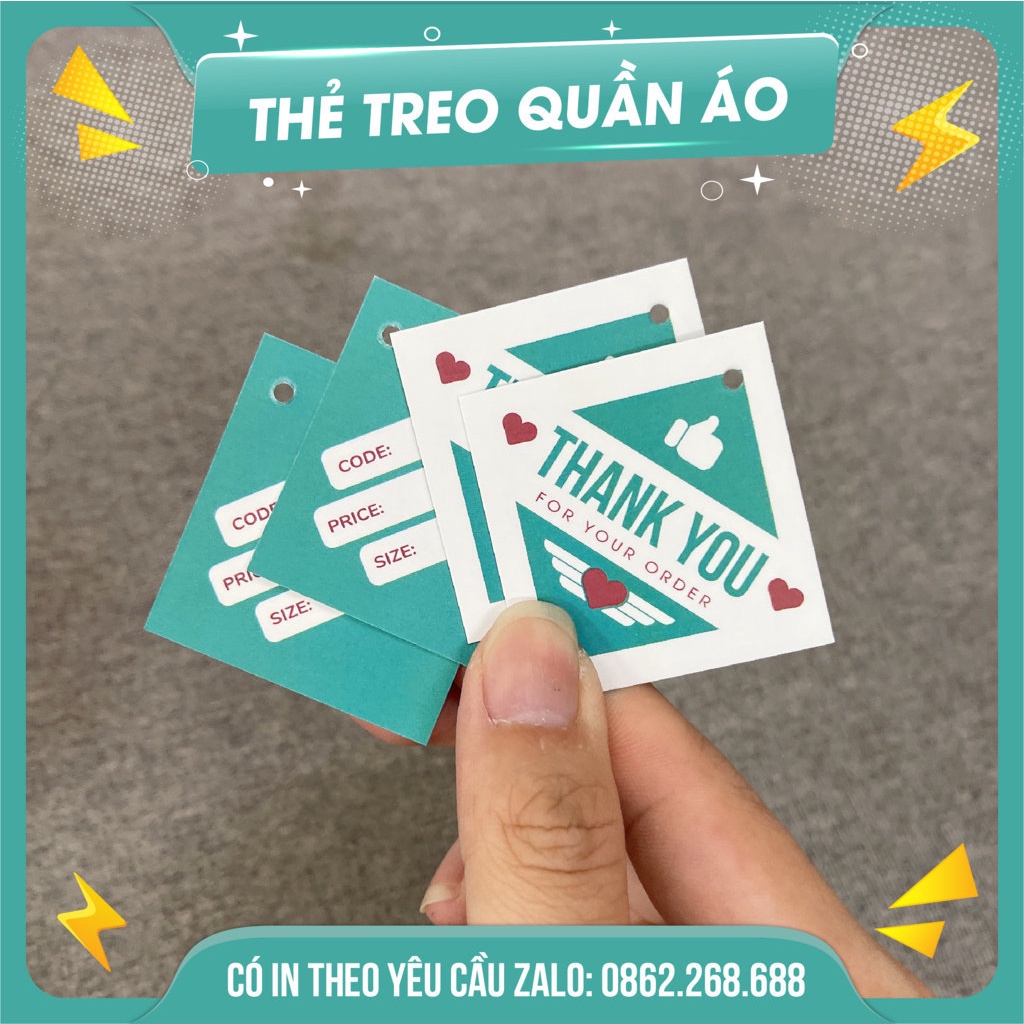 Thẻ treo quần áo, tag treo thời trang giá rẻ - Size vuông 4.5x4.5cm - đục lỗ