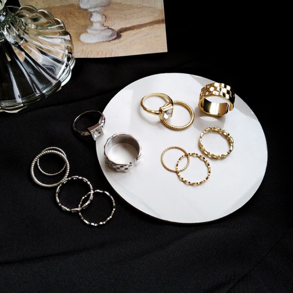 Bộ 6 nhẫn hình tròn lượn sóng phong cách cổ điển thời trang cho nữ
