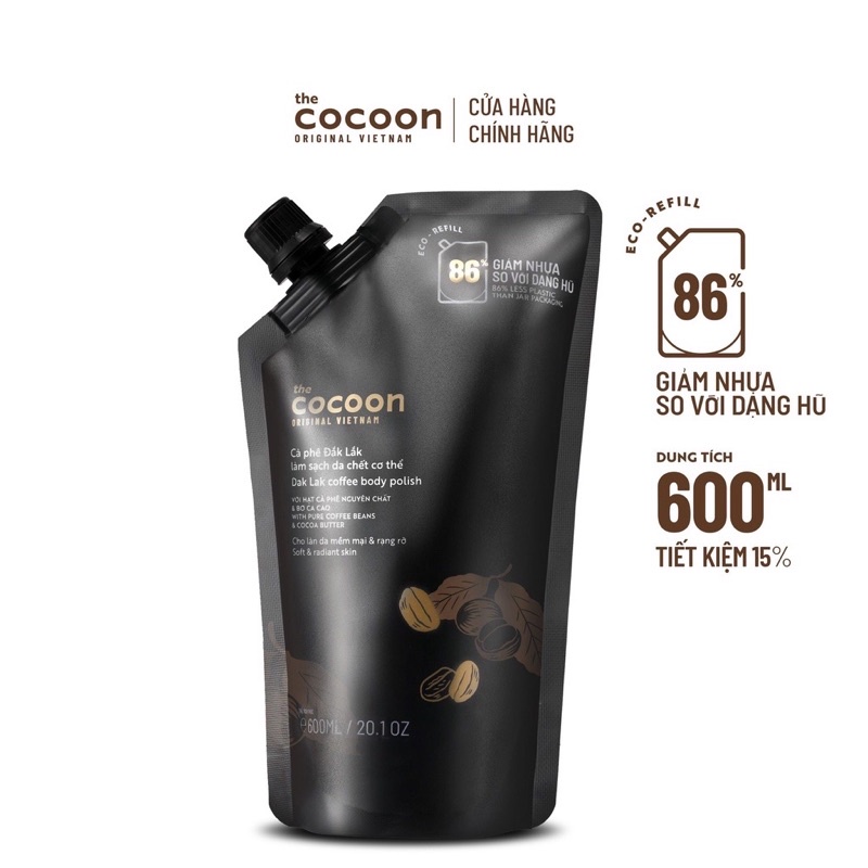 BIGSIZE - Cà phê Đắk Lắk làm sạch da chết cơ thể Cocoon cho làn da mềm mại &amp; rạng rỡ 600ml