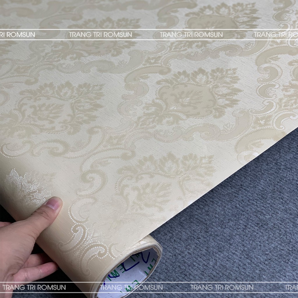 Giấy dán tường️ khổ 60cm 1m2 decal 3D cổ điển- Giấy trang trí tường phòng ngủ hàn quốc họa tiết nổi cao cấp