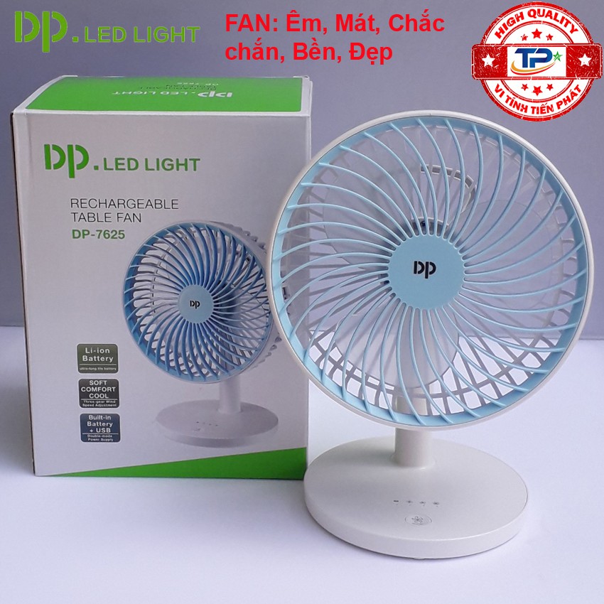Quạt sạc tích điện DP DP-7625 cầm tay hoặc để bàn