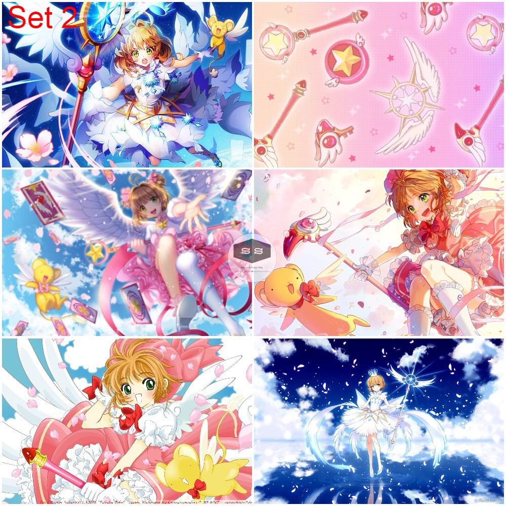 Bộ 6 Poster decal dán in hình anime Thủ Lĩnh Thẻ Bài - Cardcaptor Sakura A4, A5