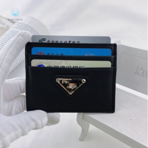 Ví Da Pu 4 Ngăn Siêu Mỏng Đựng Thẻ Hiệu Prada Thời Trang Cho Nam Nữ