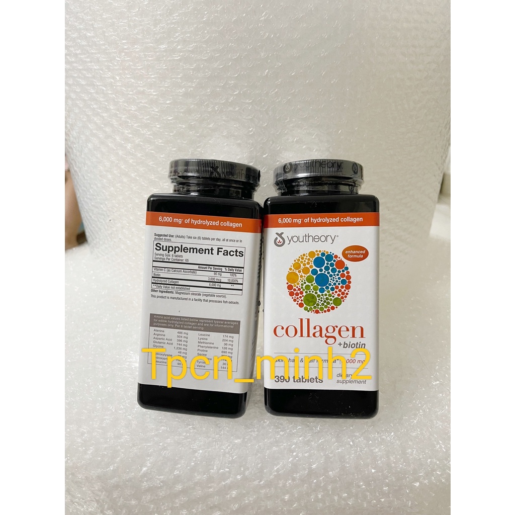 Viên uống đẹp da Collagen Youtheory+ Biotin Mỹ 390 viên