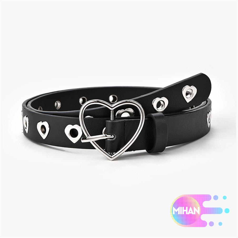 Thắt lưng da PU khóa kim loại hình trái tim thời trang cho nữ