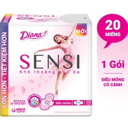 Bịch 4 Gói 20 Miếng Băng vệ sinh Diana Sensi siêu mỏng cánh