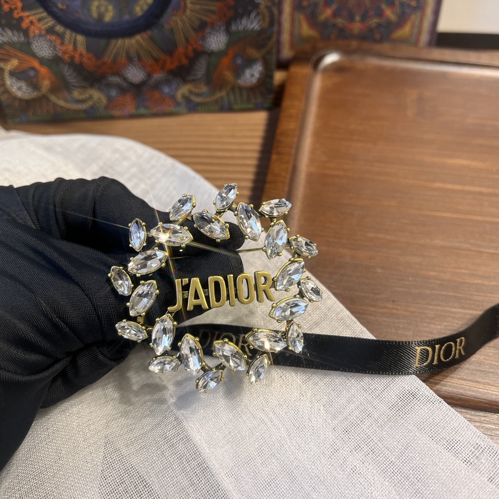 Trâm Cài Áo Hình Chữ Dior Bằng Thép Titan Đính Đá Sang Trọng Cho Nữ