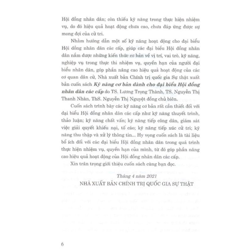 Sách - Kỹ năng cơ bản dành cho đại biểu Hội đồng nhân dân các cấp