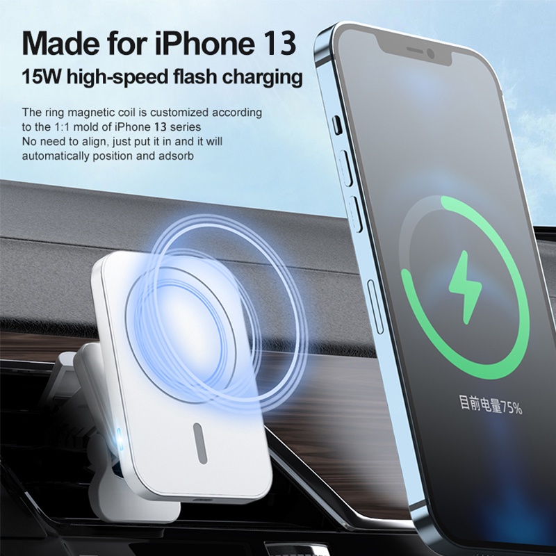 Giá đỡ điện thoại kiêm sạc không dây Magsafe hít nam châm cho iPhone12 iPhone 13 15w sử dụng trên xe hơi  | BigBuy360 - bigbuy360.vn