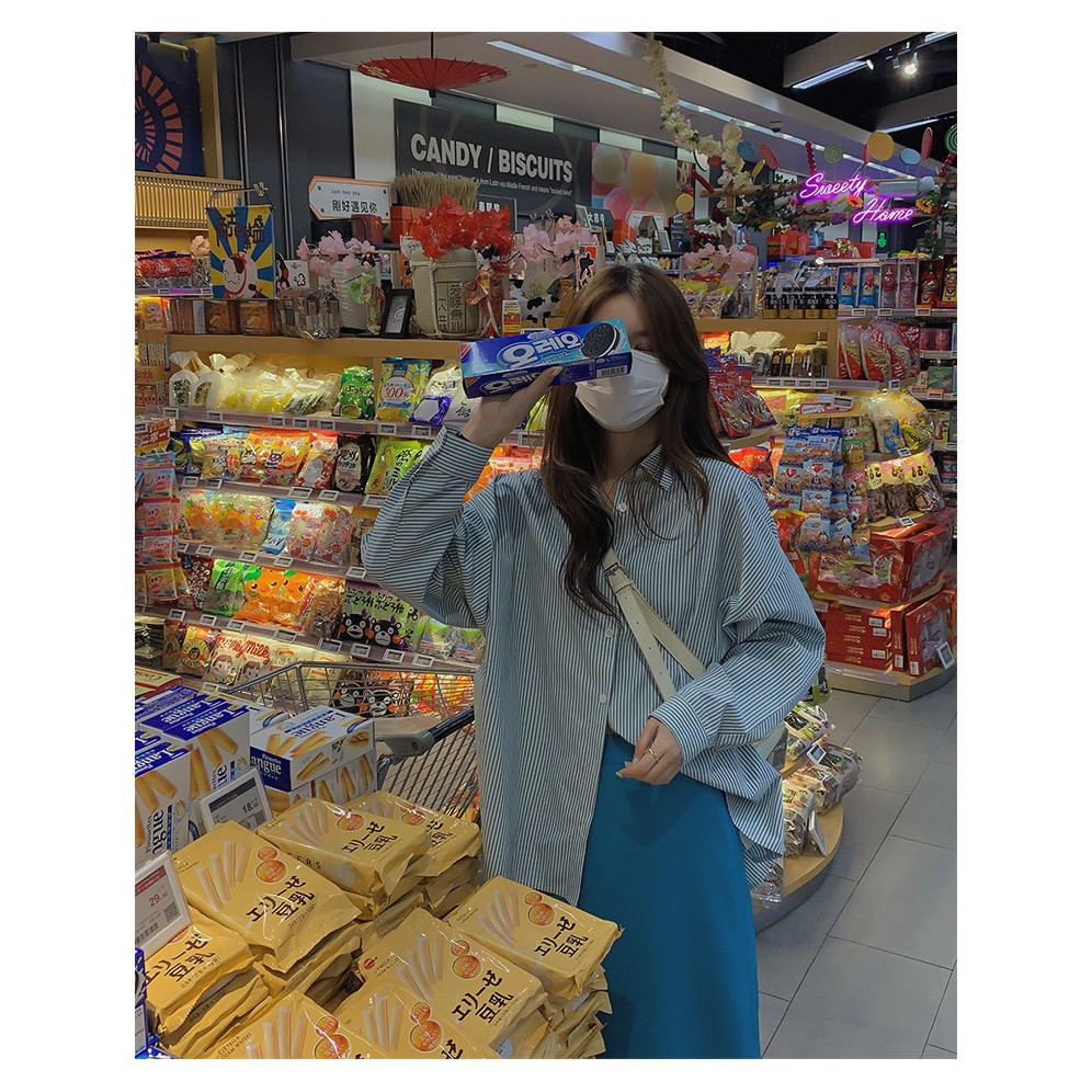 (Có sẵn) Áo Sơ Mi Striped Blue Minipie | BigBuy360 - bigbuy360.vn