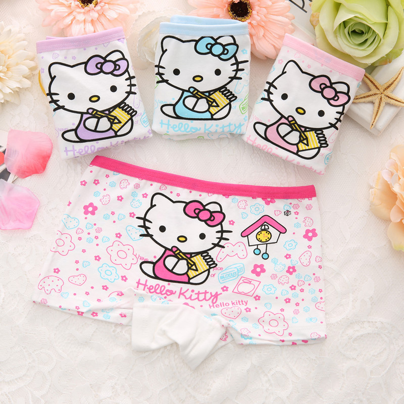 Bộ 4 Quần Lót Cotton In Hình Chuột Minnie Đáng Yêu Cho Bé Gái
