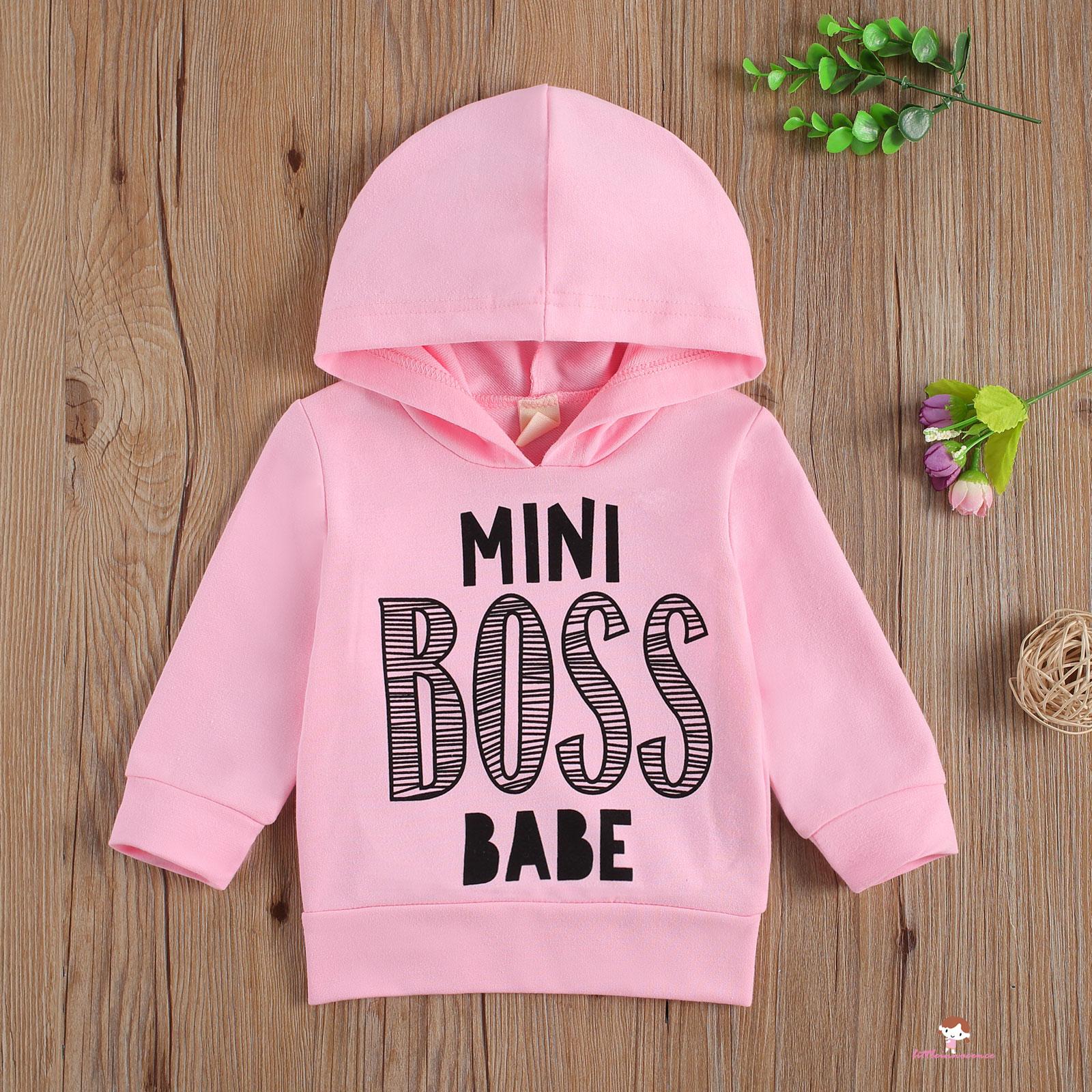 Áo Hoodie Tay Dài Cổ Tròn In Chữ Cho Bé 0-3 Tuổi