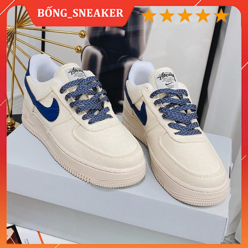 Giày_nike canvas navy, giày_nike air force 1 vải canvas viền xanh navy hàng trung cao cấp FULL BOX BILL hót