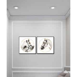 Bộ 2 tranh tranh treo tường VTC Đôi ngựa YC170820 KT 40 x 40 cm vải canvas căng sassy