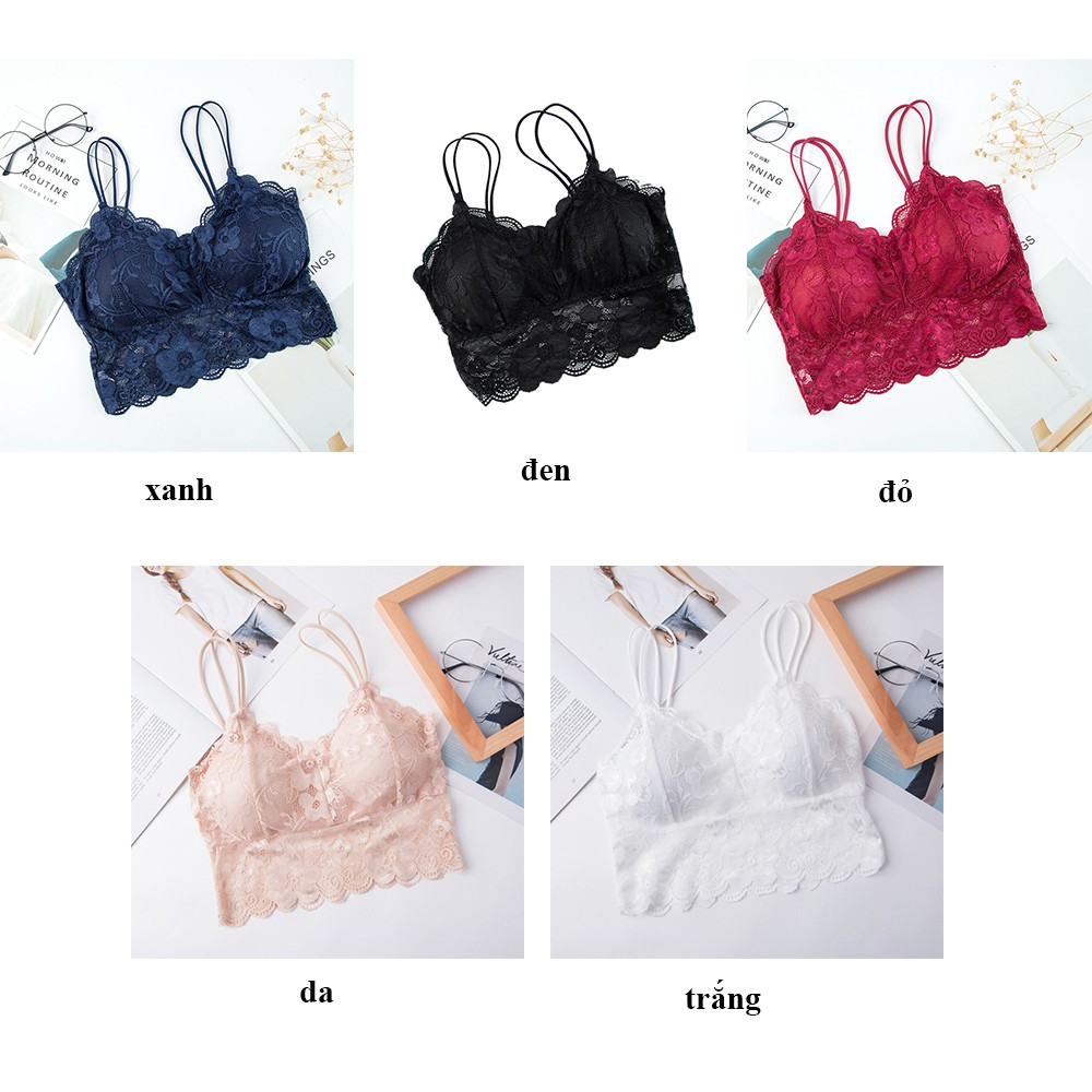 Áo bra ren hoa mềm mút mỏng 2 dây bún loại đẹp AL003