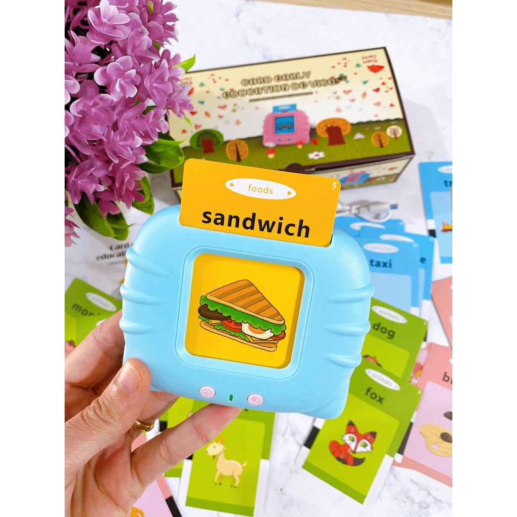 MÁY ĐỌC THẺ FLASHCARD TIẾNG ANH 112 THẺ 224 TỪ VỰNG CHÍNH HÃNG HAPPY WORLD SẠC CỔNG USB KHÔNG CÓ SÓNG ĐIỆN TỪ