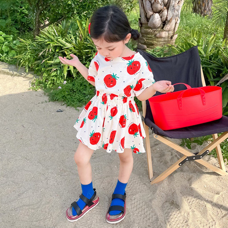 Bộ Áo Ngắn Tay + Chân Váy Thể Thao Mùa Hè Mới Cho Bé Gái