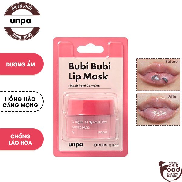 Mặt Nạ Ngủ Môi Dưỡng Ẩm Chống Lão Hóa Unpa Bubi Bubi Lip Mask 9g