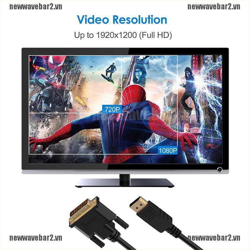 Dây cáp chuyển cổng DisplayPort DP sang DVI-D mạ vàng hỗ trợ HD 1080P dài 1.8m 6Feet