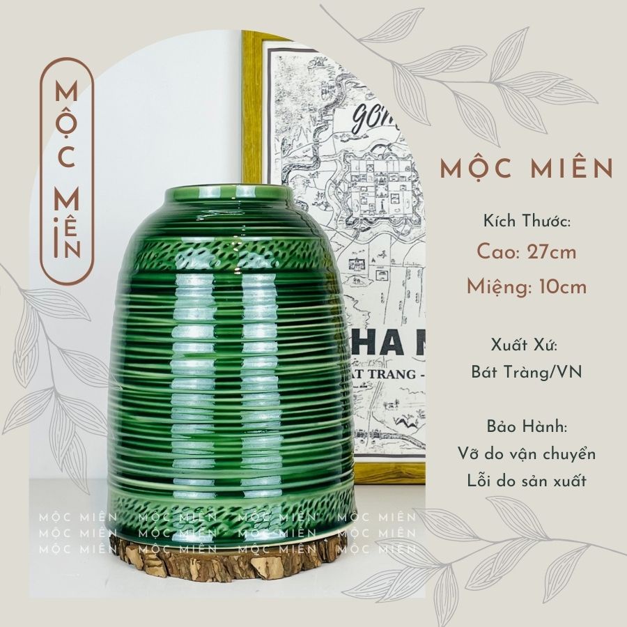 Bình hoa gốm lọ hoa dáng Chuông cỡ Lớn cắm đào tết, sen, tuyết mai, gommocmien Mộc Miên, gốm sứ bát tràng