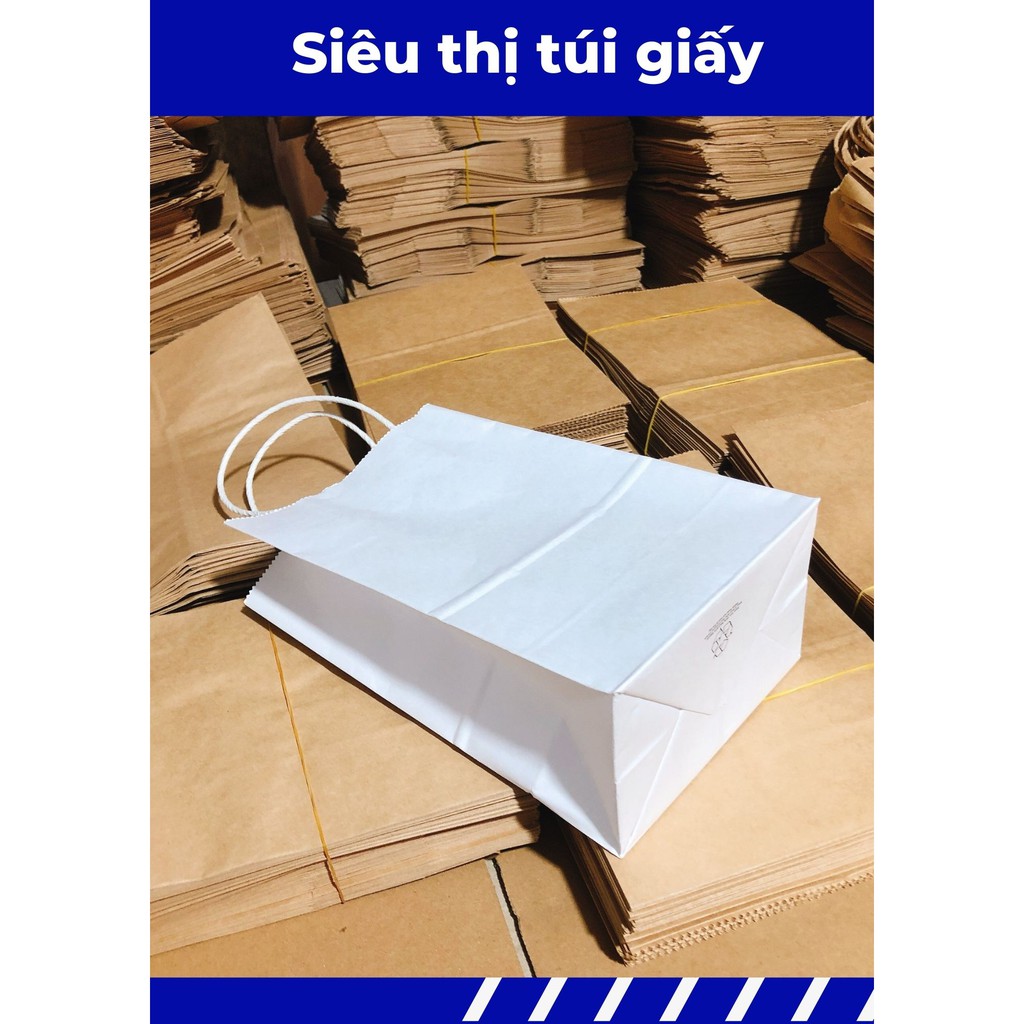 COMBO 10 CHIẾC TÚI GIẤY KRAFT XI MĂNG S12: 13.5x8x22 cm CÓ QUAI ( ẢNH THẬT SHOP TỰ CHỤP)