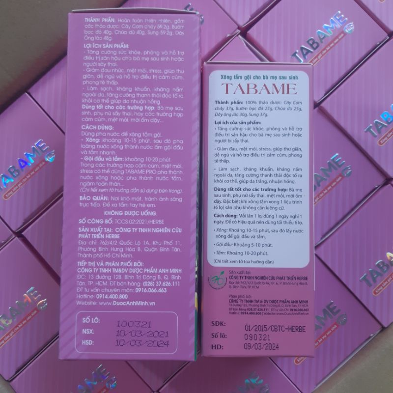 TABAME 400ml - Thảo dược xông tắm gội cho mẹ sau sinh