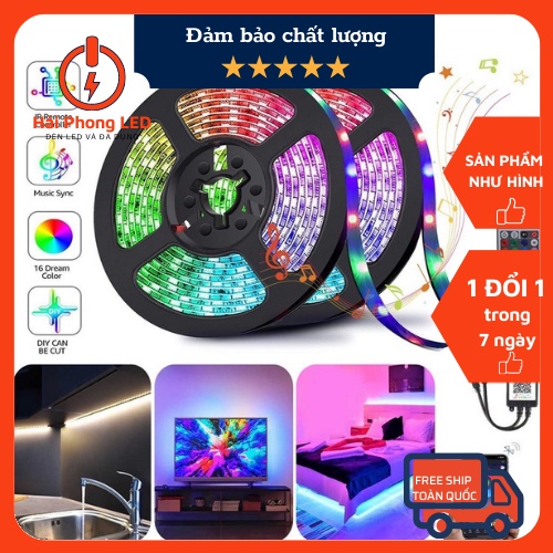 Led RGB- Đèn Led TikTok Đổi 7 Màu 5050 5M- Điều khiển 44 Phím Siêu Sáng Cuộn Led Dây Dán RGB Trang T