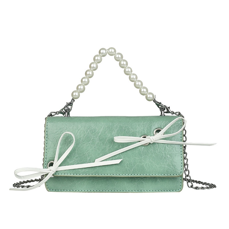 Túi Đeo Chéo Hình Vuông Nhỏ Màu Trơn Đính Hạt Ngọc Trai Thời Trang Mới 2022 Cho Nữ