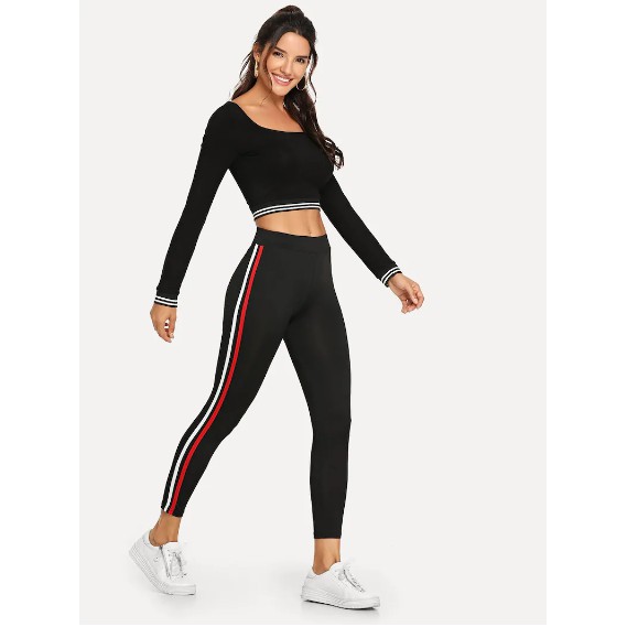 Quần Legging Màu Trắng Đỏ Cho Nữ