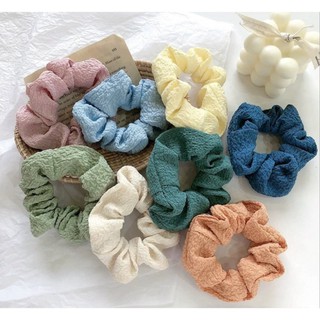 Dây cột tóc Scrunchies màu trơn trắng vàng hồng