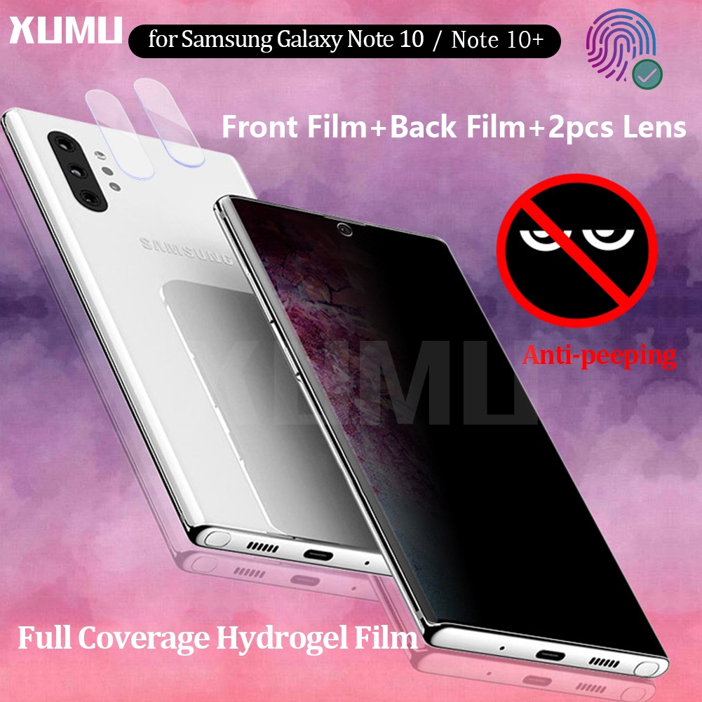 Xumu Hydrogel Film Privacy Samsung Note 10 20 10+ Plus Note20 Ultra Front Back 2pcs Camera Lens Screen Anti Spy Not Glass
