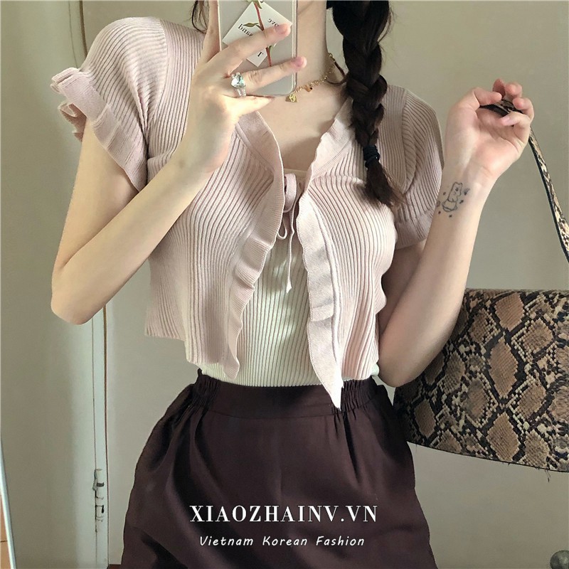 Áo Cardigan Xiaozhainv Dệt Kim Phối Ren Phong Cách Hàn Quốc (5 Màu Lựa Chọn) | BigBuy360 - bigbuy360.vn