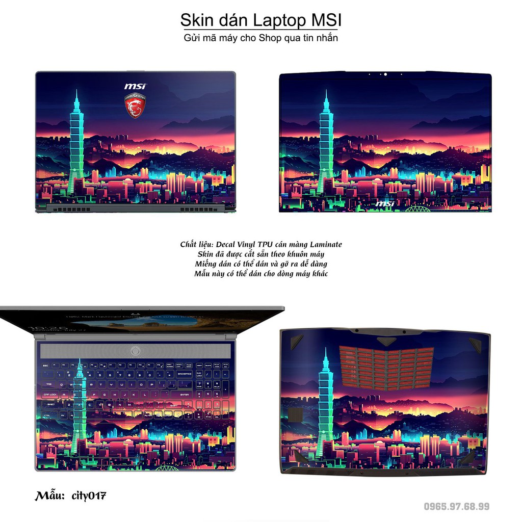 Skin dán Laptop MSI in hình thành phố _nhiều mẫu 3 (inbox mã máy cho Shop)