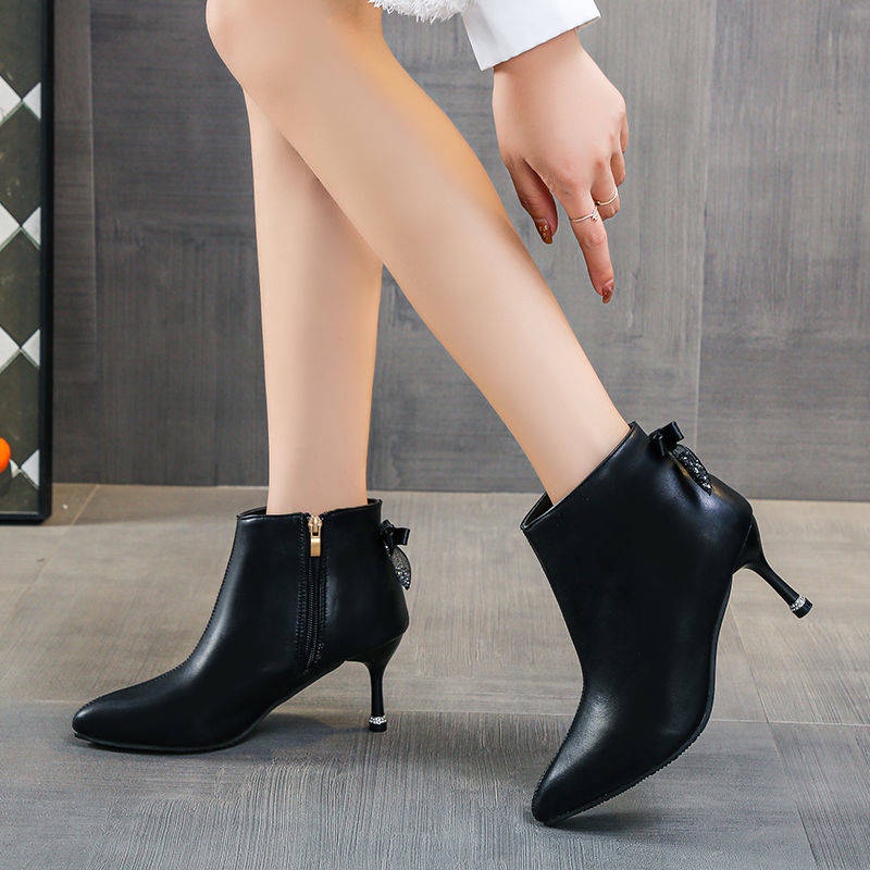 Giày bốt cao gót mũi nhọn thời trang cho nữ size 35-43 41 42