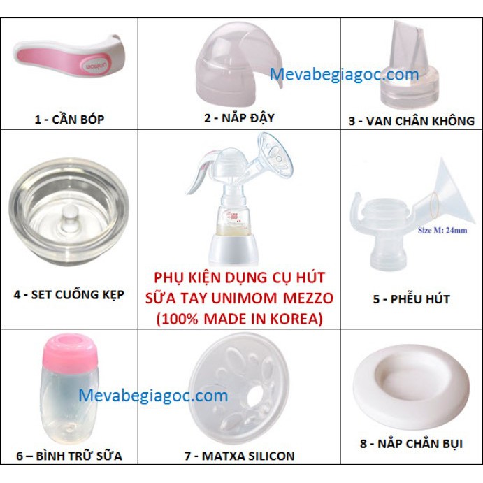 (Made in Korea) (MEZZO) Phụ kiện máy hút sữa cầm tay Unimom Mezzo PK