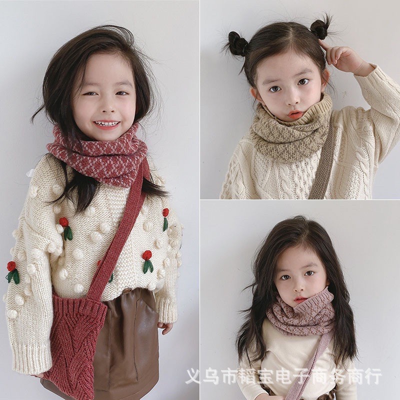 Khăn len ống họa tiết Hàn Quốc cho bé