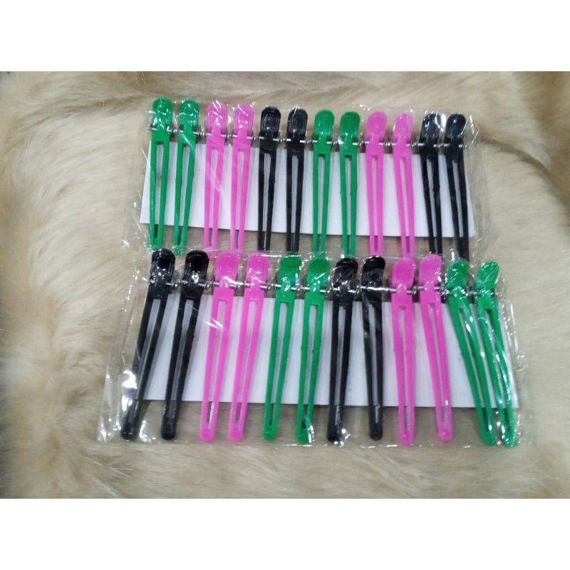 Sét 2 Kẹp mỏ vịt kim loại bọc nhựa 9cm (được chọn màu)